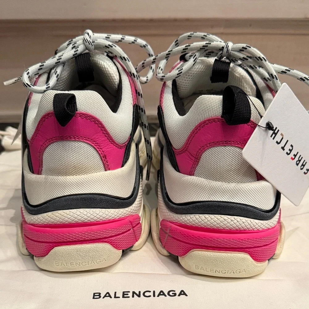 Balenciaga Women's Sneakers - Pink, Black, and White NEW - Picture 11 of 13